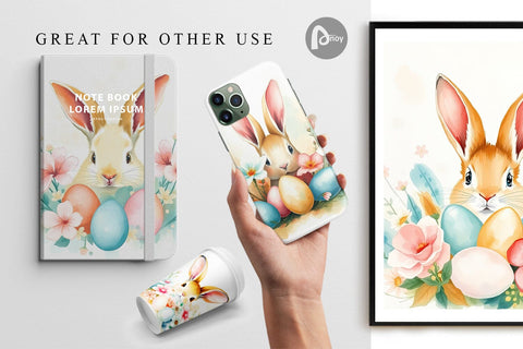 Digital Paper Rabbit Peeking Digital Pattern artnoy 