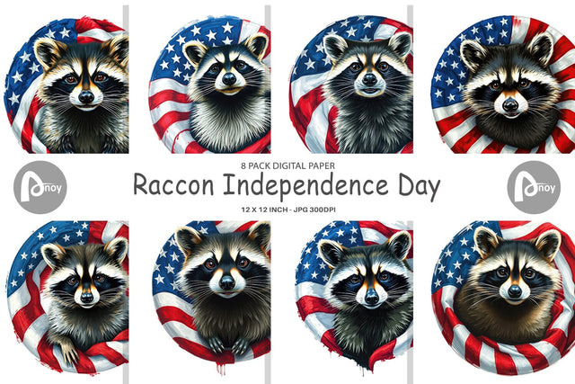 Digital Paper Raccoon 4th of July Digital Pattern artnoy 