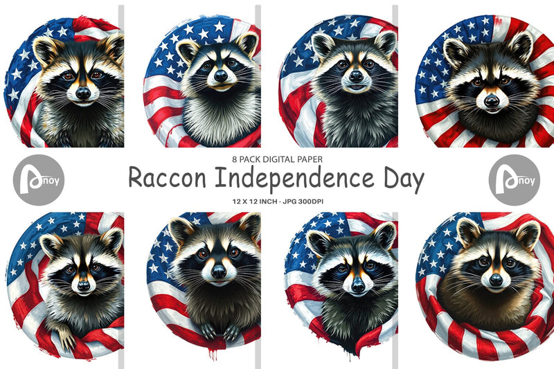Digital Paper Raccoon 4th of July Digital Pattern artnoy 