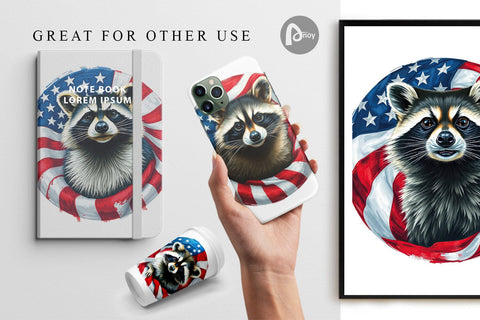 Digital Paper Raccoon 4th of July Digital Pattern artnoy 