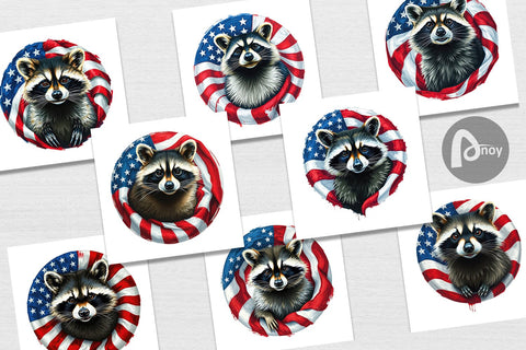 Digital Paper Raccoon 4th of July Digital Pattern artnoy 