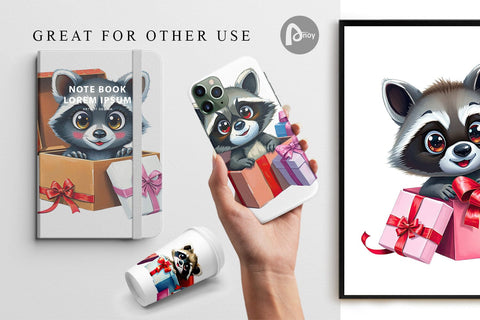 Digital Paper Raccoon Gift Digital Pattern artnoy 
