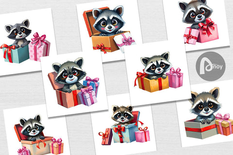 Digital Paper Raccoon Gift Digital Pattern artnoy 