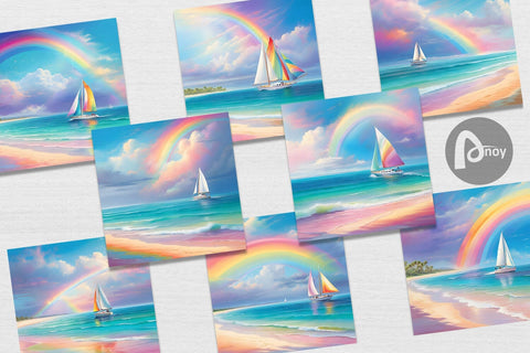 Digital Paper Rainbow Beach Digital Pattern artnoy 