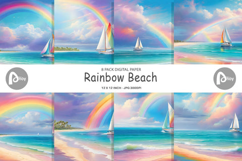 Digital Paper Rainbow Beach Digital Pattern artnoy 
