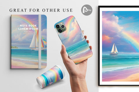 Digital Paper Rainbow Beach Digital Pattern artnoy 