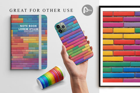 Digital Paper Rainbow Brick Texture Sublimation artnoy 