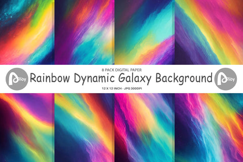 Digital Paper Rainbow Dynamic Galaxy Digital Pattern artnoy 