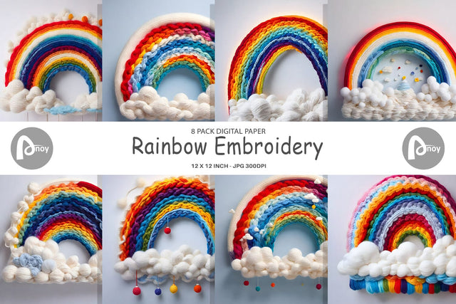 Digital Paper Rainbow Embroidery Digital Pattern artnoy 