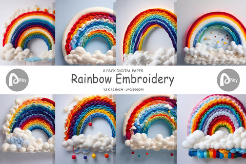 Digital Paper Rainbow Embroidery Digital Pattern artnoy 