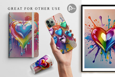 Digital Paper Rainbow Hearts Digital Pattern artnoy 