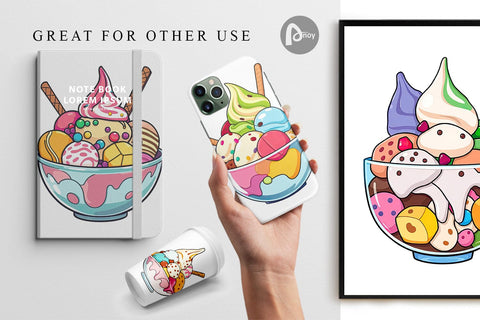 Digital Paper Rainbow Ice Cream Digital Pattern artnoy 