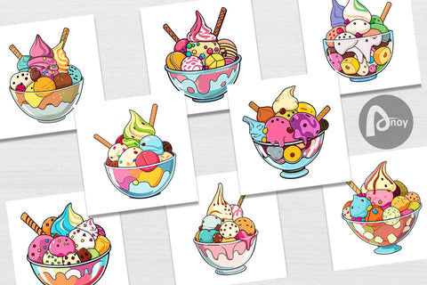 Digital Paper Rainbow Ice Cream Digital Pattern artnoy 