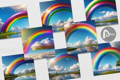 Digital Paper Rainbow in Sky Digital Pattern artnoy 
