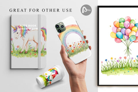 Digital Paper Rainbow Meadow Digital Pattern artnoy 