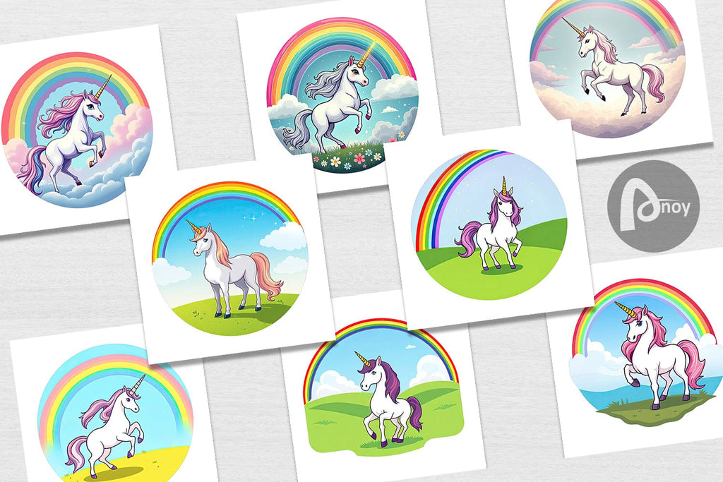 Digital Paper Rainbow Unicorn - So Fontsy