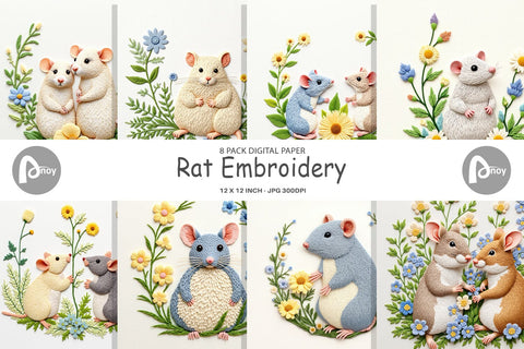 Digital Paper Rat Embroidery Digital Pattern artnoy 