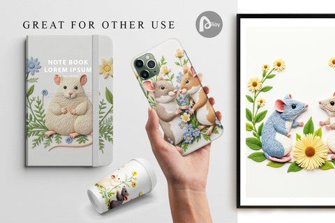 Digital Paper Rat Embroidery Digital Pattern artnoy 