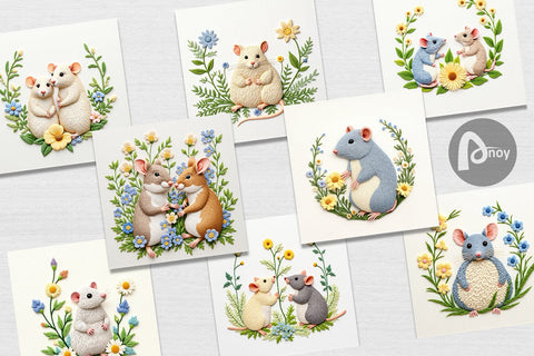 Digital Paper Rat Embroidery Digital Pattern artnoy 