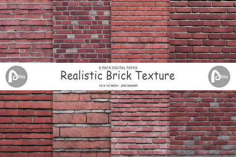 Digital Paper Realistic Brick Texture Digital Pattern artnoy 