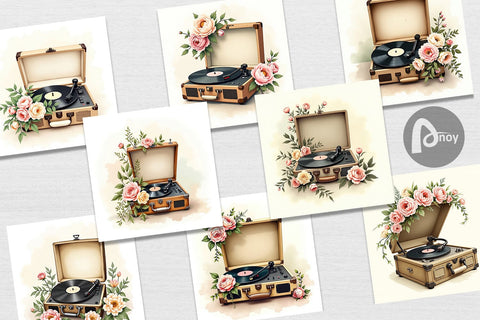 Digital Paper Record Player Digital Pattern artnoy 