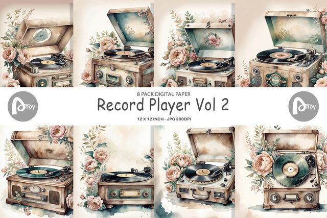 Digital Paper Record Player Digital Pattern artnoy 