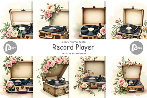 Digital Paper Record Player Digital Pattern artnoy 