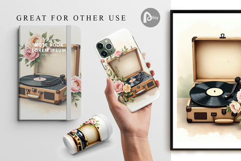 Digital Paper Record Player Digital Pattern artnoy 