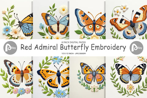 Digital Paper Red Admiral Butterfly Digital Pattern artnoy 