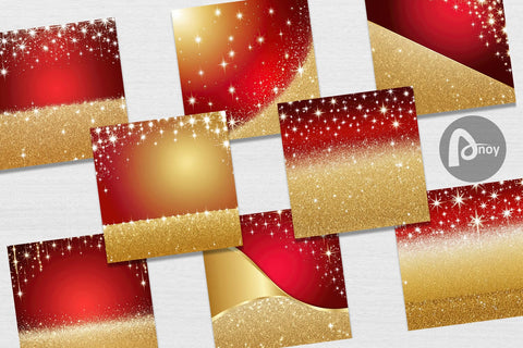 Digital Paper Red and Gold Glitter Digital Pattern artnoy 