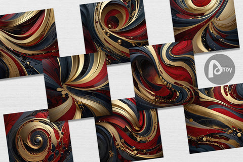 Digital Paper Red and Gold Swirl Digital Pattern artnoy 