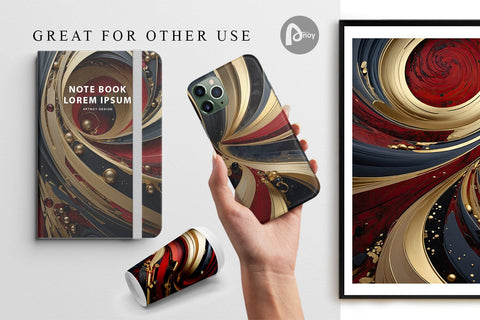 Digital Paper Red and Gold Swirl Digital Pattern artnoy 