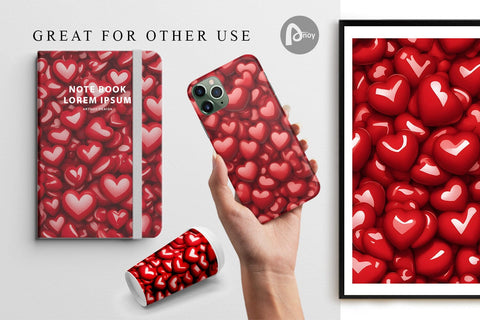 Digital Paper Red Heart Background Sublimation artnoy 