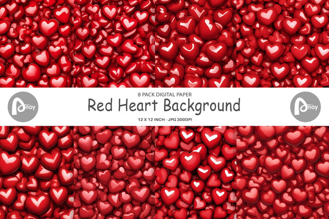 Digital Paper Red Heart Background Sublimation artnoy 