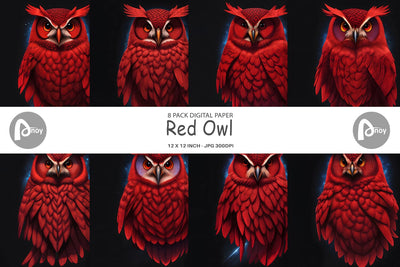 Digital Paper Red Owl Digital Pattern artnoy 