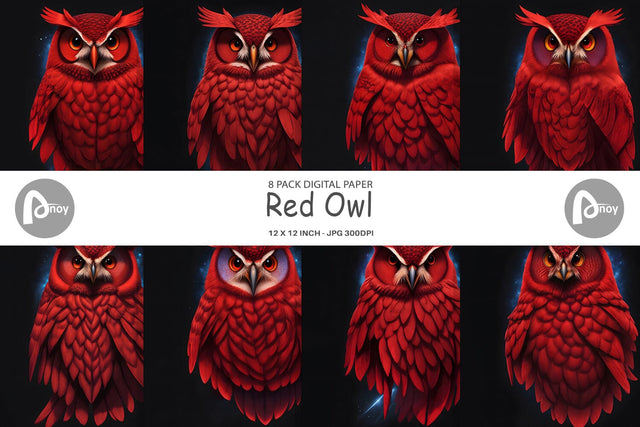 Digital Paper Red Owl Digital Pattern artnoy 