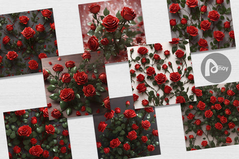 Digital Paper Red Roses Valentine Digital Pattern artnoy 