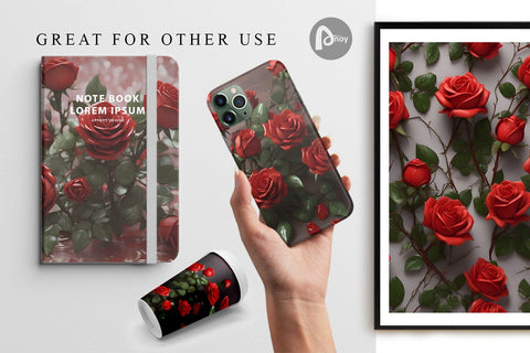Digital Paper Red Roses Valentine Digital Pattern artnoy 