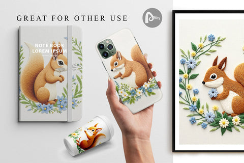 Digital Paper Red Squirrel Digital Pattern artnoy 