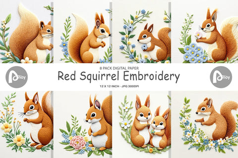Digital Paper Red Squirrel Digital Pattern artnoy 