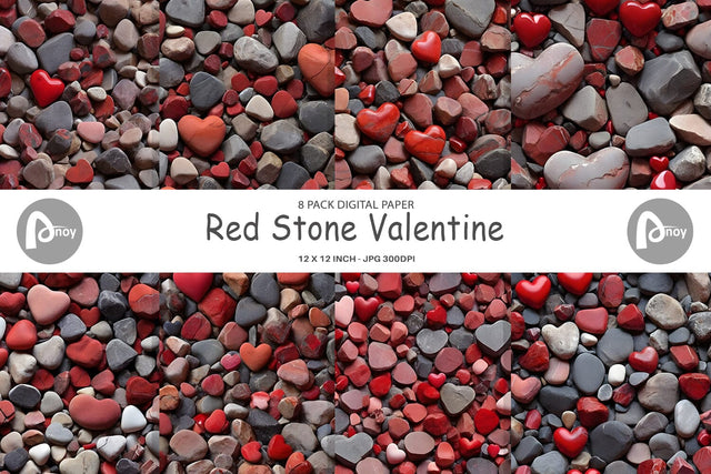 Digital Paper Red Stone Valentine Digital Pattern artnoy 