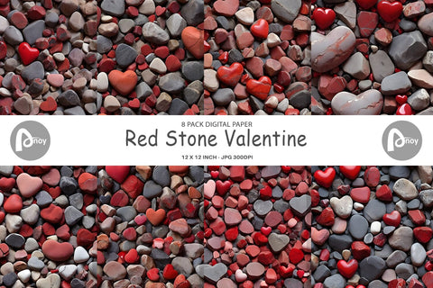 Digital Paper Red Stone Valentine Digital Pattern artnoy 