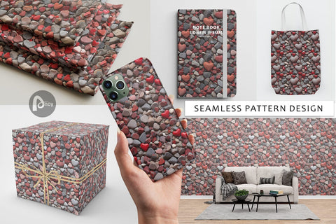 Digital Paper Red Stone Valentine Digital Pattern artnoy 