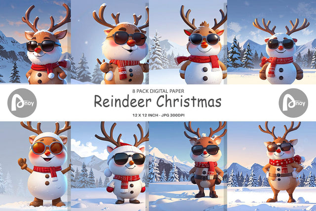 Digital Paper Reindeer Christmas Digital Pattern artnoy 