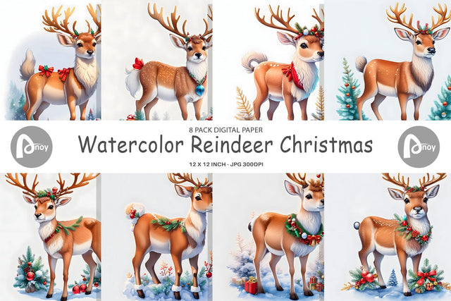 Digital Paper Reindeer Christmas Digital Pattern artnoy 