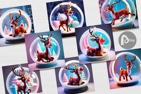 Digital Paper Reindeer Glass Ball Digital Pattern artnoy 