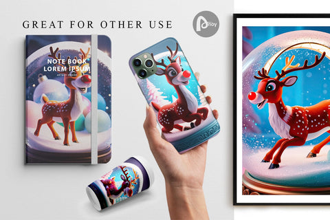 Digital Paper Reindeer Glass Ball Digital Pattern artnoy 