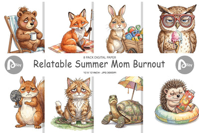Digital Paper Relatable Summer Mom Burnout Sublimation artnoy 