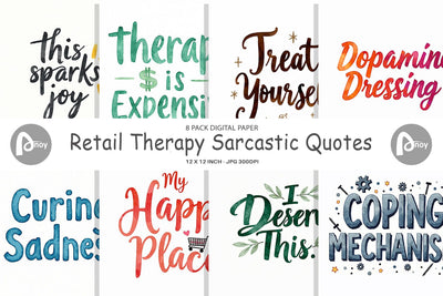 Digital Paper Retail Therapy Sarcasm Digital Pattern artnoy 