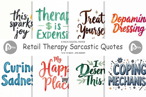 Digital Paper Retail Therapy Sarcasm Digital Pattern artnoy 